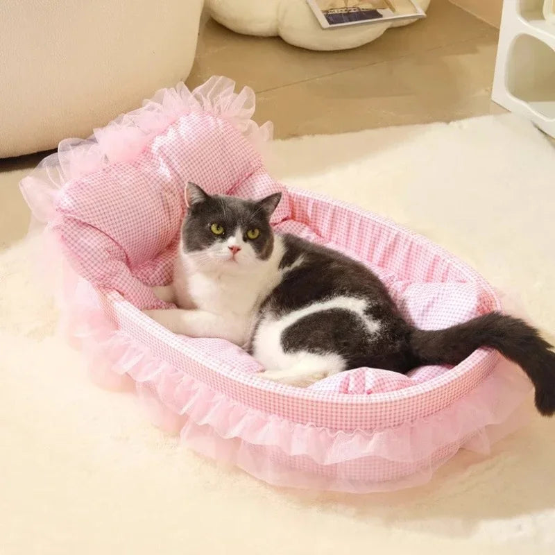 Cute Princess Cat Dog Bed with Pillow